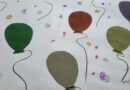 Lustballons und Konfetti - Fensterbild