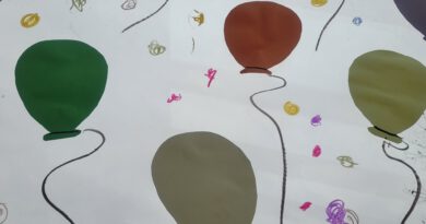 Lustballons und Konfetti - Fensterbild